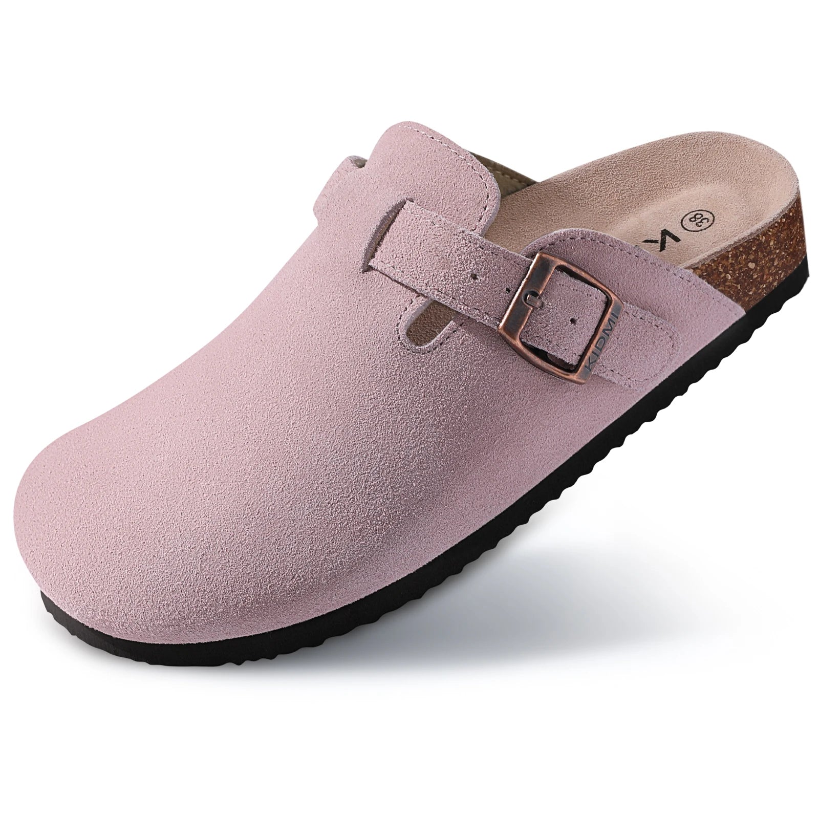 Suede Mule Slippers Cork Footbed Clogs Adjustable Buckle Slides Comfort Arch Support Sandals Women Men