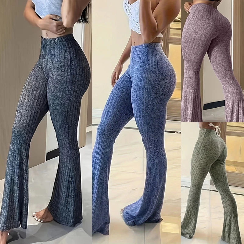 Women High Waist Flare Capris Y2K Bell Bottom Pants