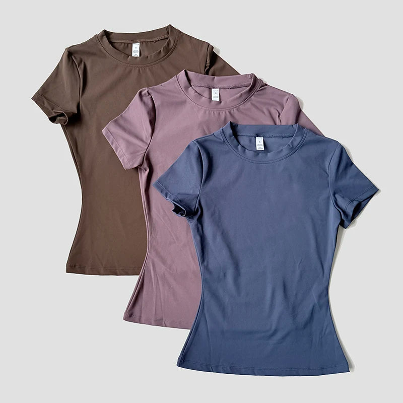 Women Seamless Yoga Top Short Sleeve Gym Running Shirt
