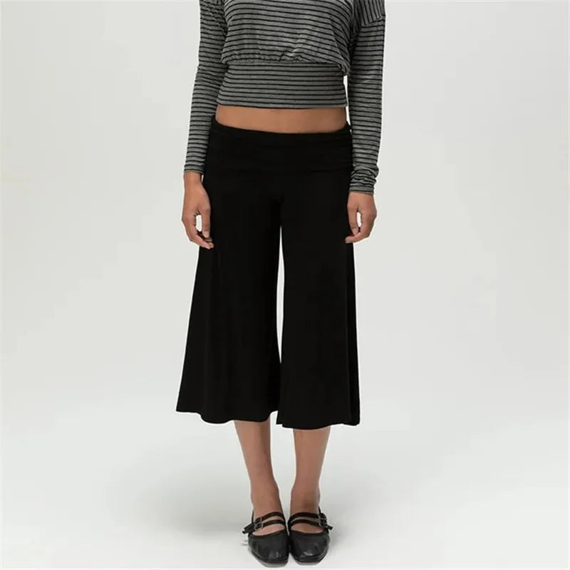 Women Fold Over Wide Leg Pants
