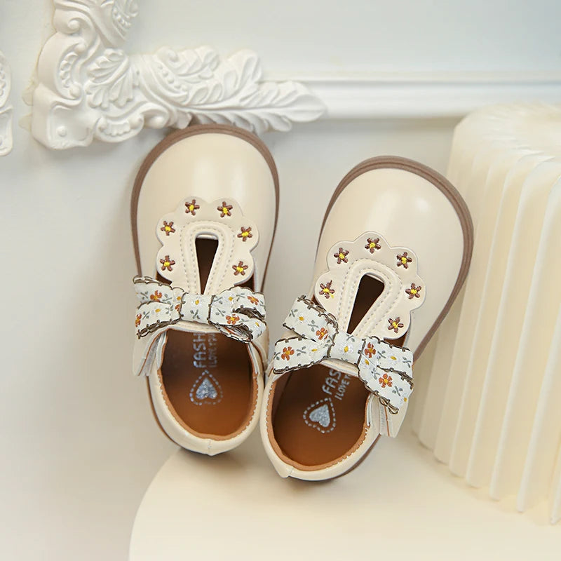 Girls Bow T Strap Oxford Shoes Soft Princess Dress Shoes for Kids