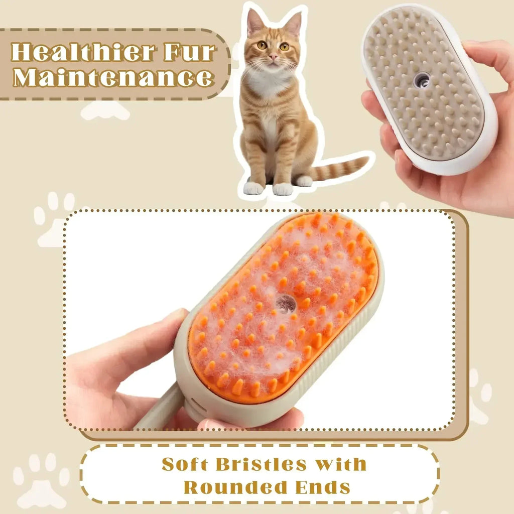 3 in 1 Steam Pet Brush Dog Cat Grooming Comb