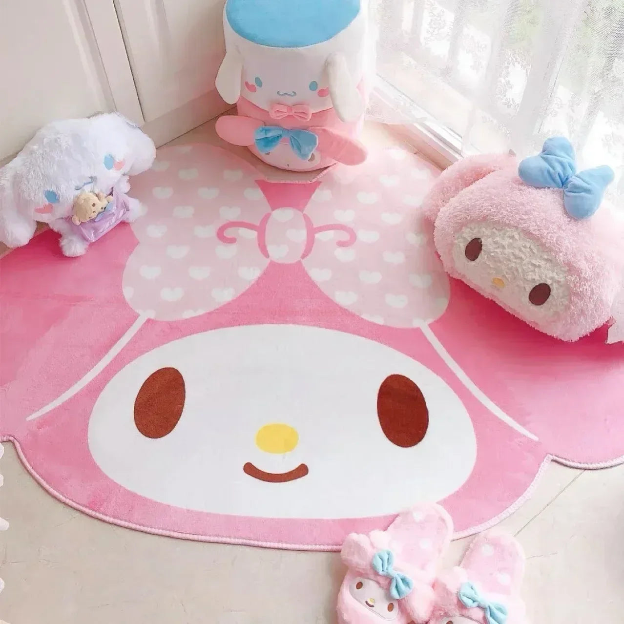 Sanrio My Melody Kawaii Soft Fur Carpet Rug Cartoon Home Floor Mat