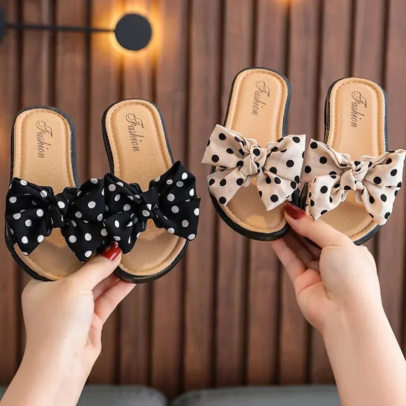 Kids Girls Bow Slide Sandals Non Slip Summer Beach Slippers