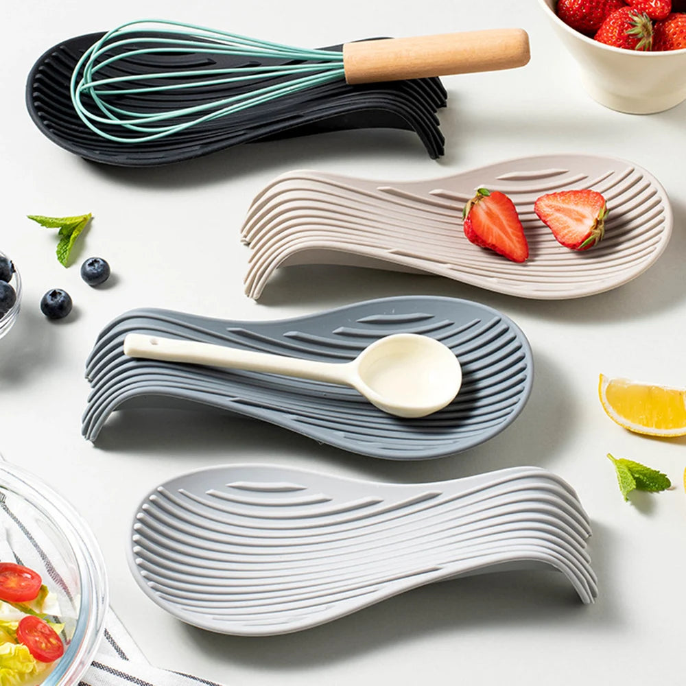 Heat Resistant Silicone Spoon Holder Kitchen Placemat 1pc 4pcs