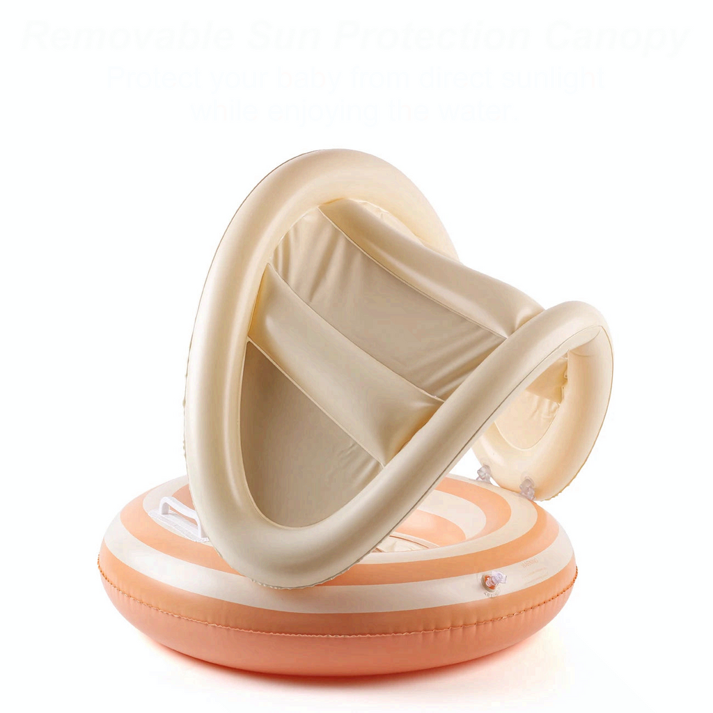 Retro Striped Inflatable Swim Ring with Handles