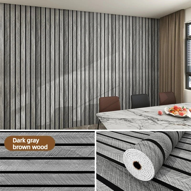 Brown Grid Peel and Stick Wallpaper Waterproof Faux Plaid Wall Ceiling Decor