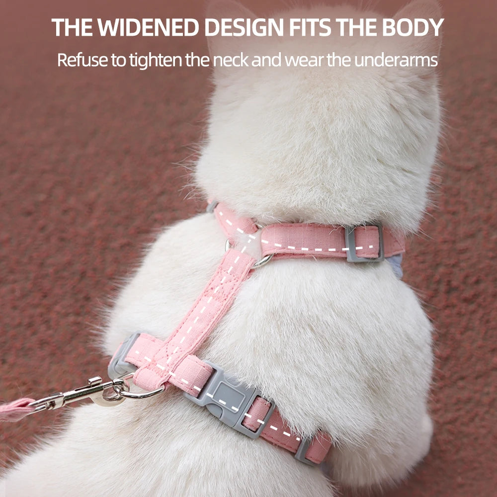 Breathable Pet Harness and Leash Set for Cats and Small Dogs Outdoor Walking
