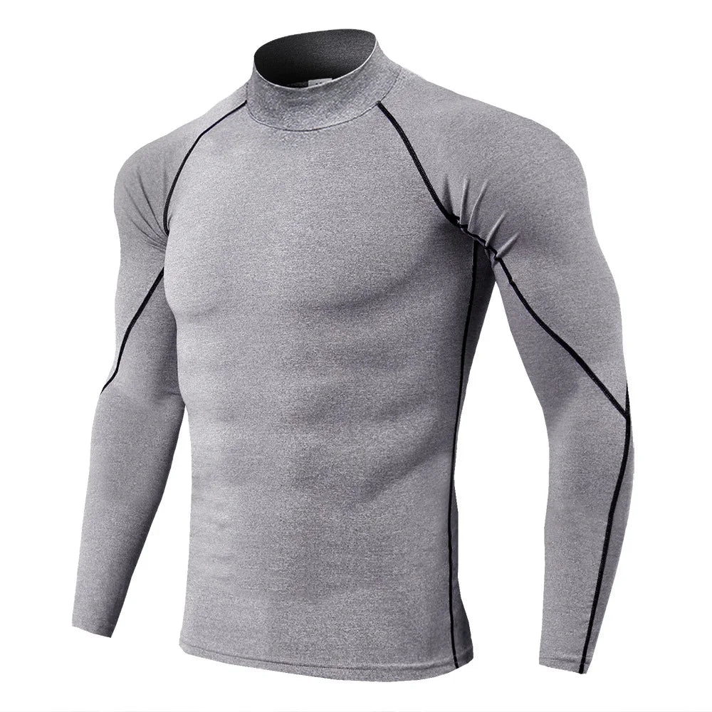 Men Compression Long Sleeve Quick Dry Gym Running Fitness Rash Guard Shirt