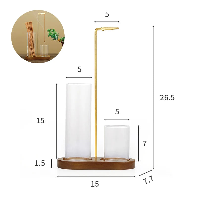 2 in 1 Incense Holder with Glass Ash Catcher and Stick Organizer