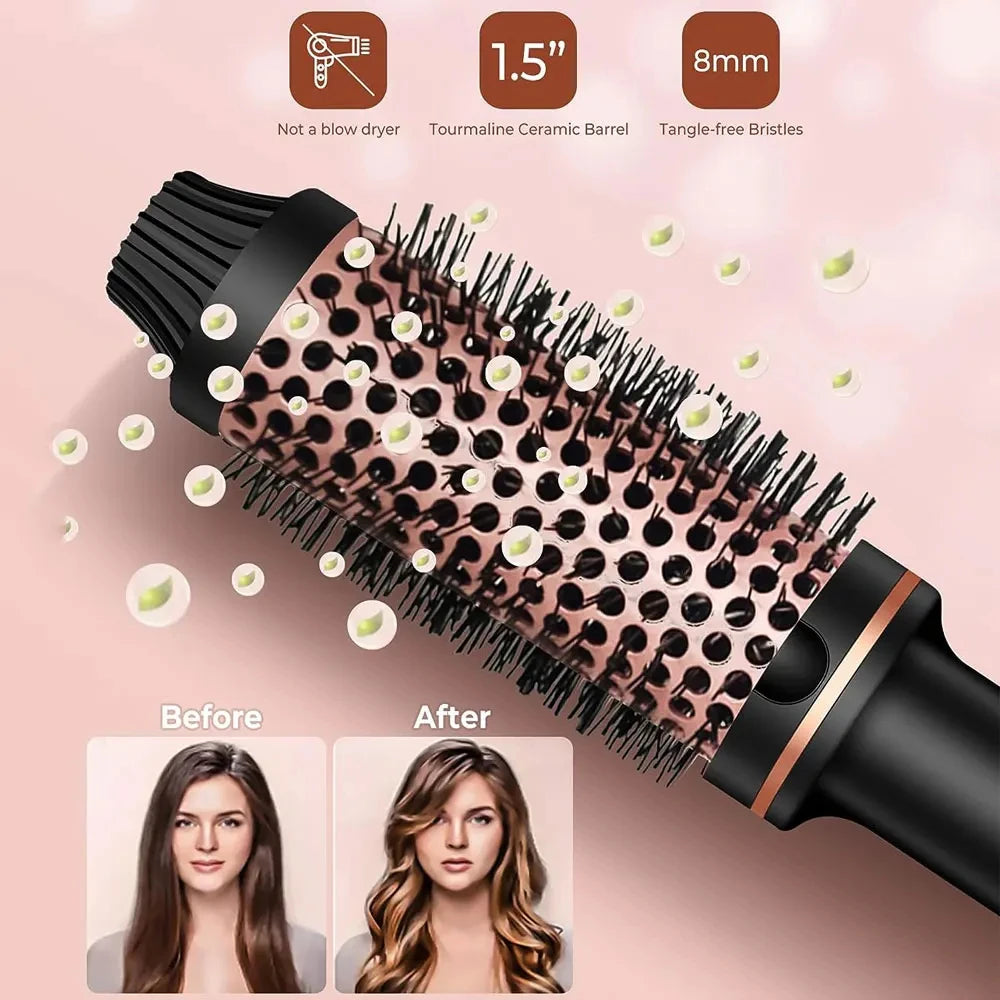 3-in-1 Ionic Hair Curler Straightener Heated Styling Brush Thermal Anti Scald Curl Wand