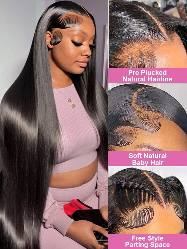 Bone Straight Human Hair Wig – HD Lace Front Glueless Wig for Women