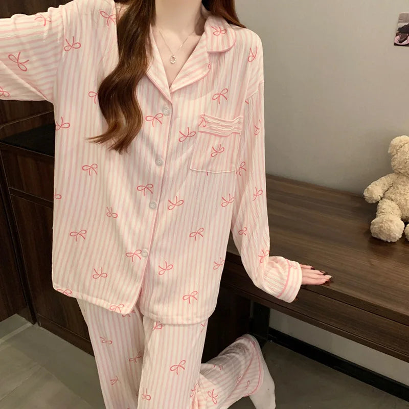 Women Love Print Pajama Set Soft Lounge Sleepwear
