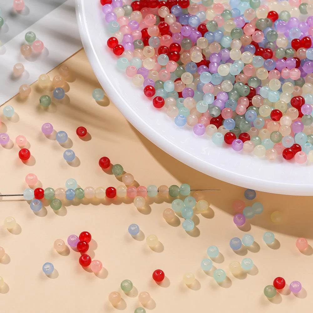 DIY Jewelry Beads Kit – Colorful Glass Round Beads for Bracelet & Necklace Making