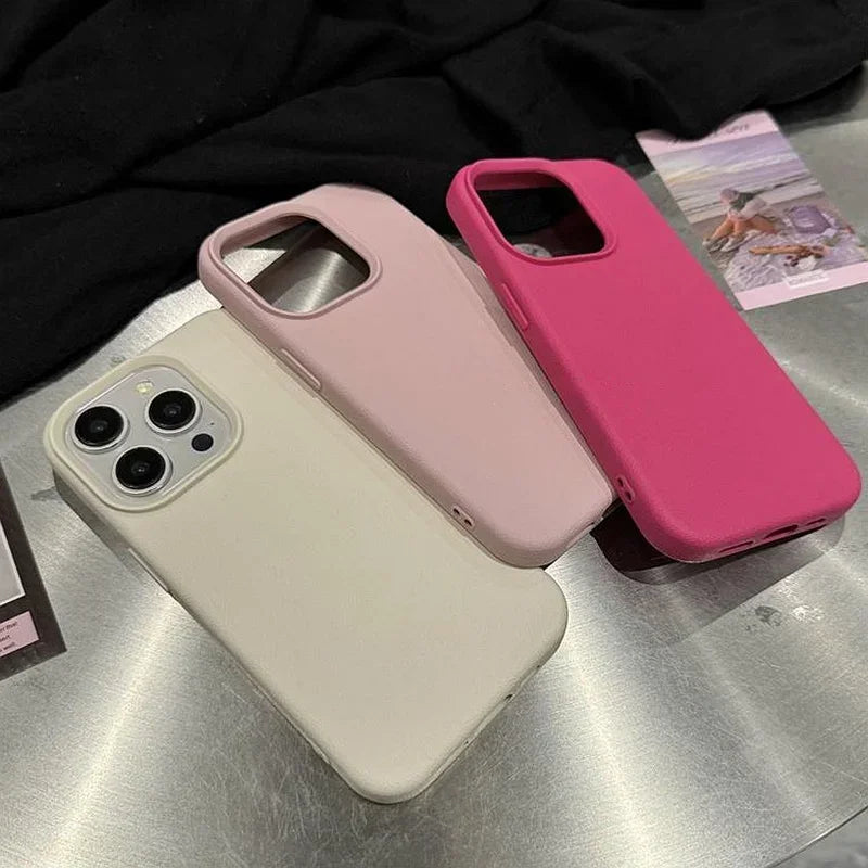 Matte Soft Leather Candy Shockproof Silicone iPhone Case