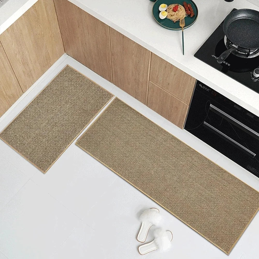Washable Non Slip Kitchen Runner Faux Sisal Rug Rubber Back Mat