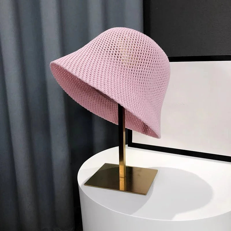 Women Hollow Bucket Hat Breathable Summer Beach Fisherman Cap