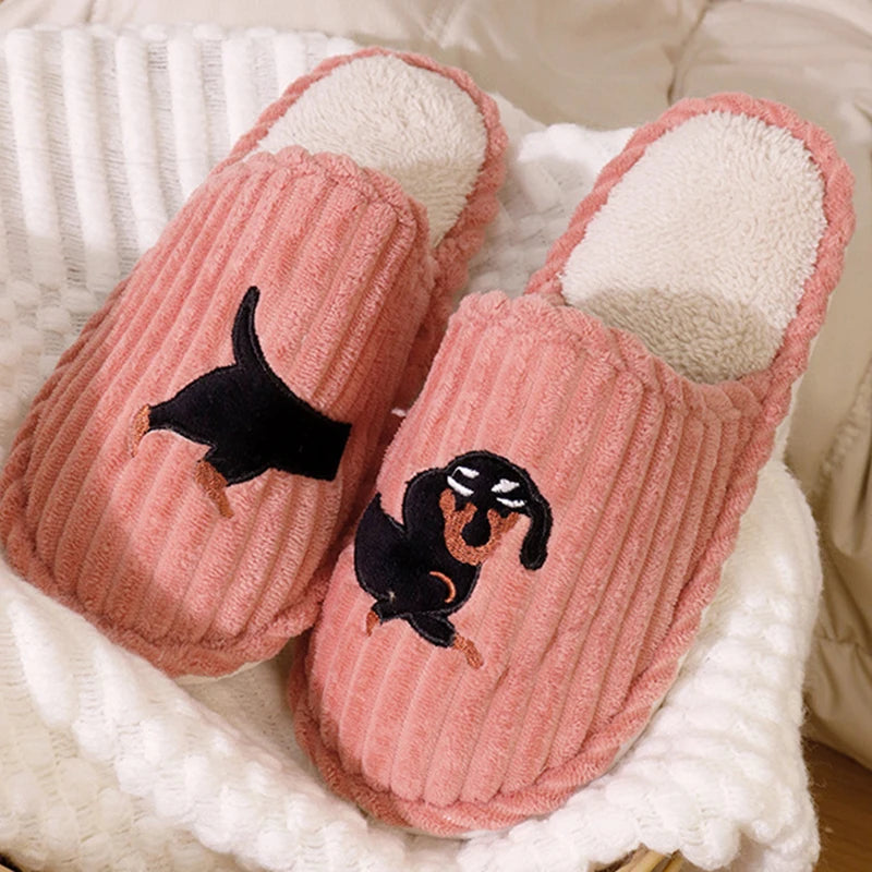 Cartoon Dog Indoor Slippers Warm Home Cotton Shoes