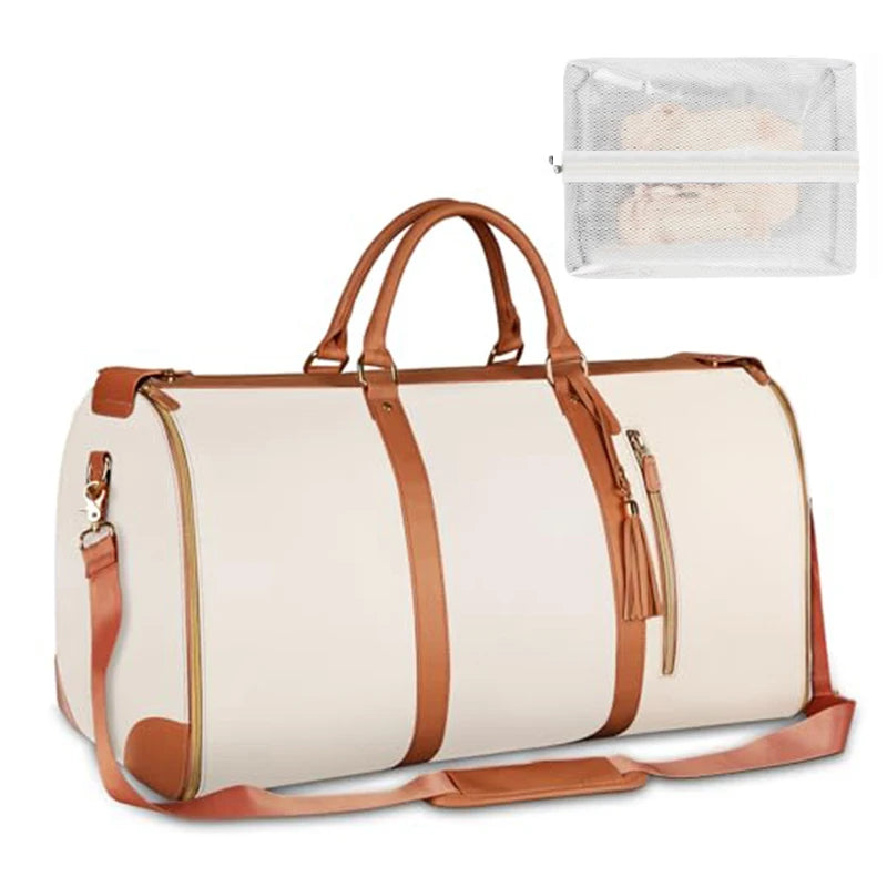 Women Foldable PU Leather Travel Duffel Bag Carry On