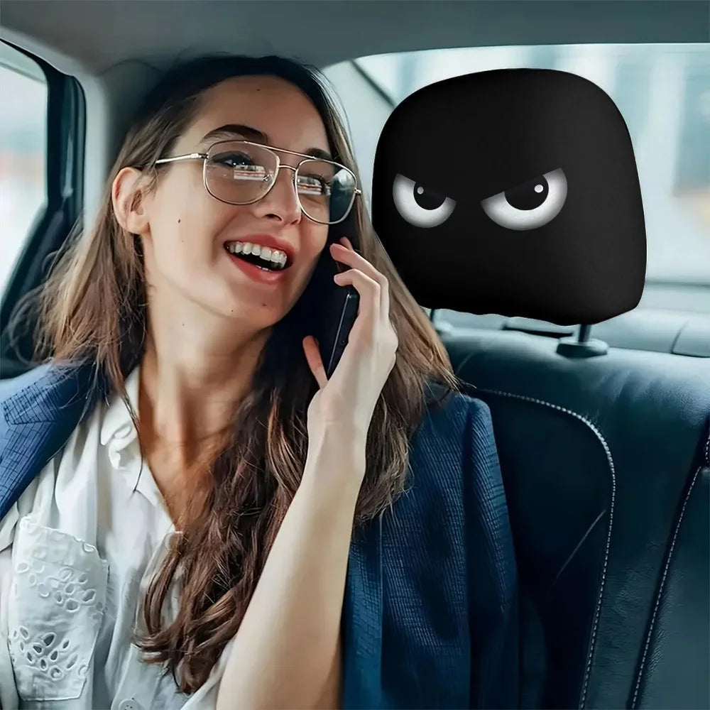Funny Car Headrest Cover Cartoon Eyes Seat