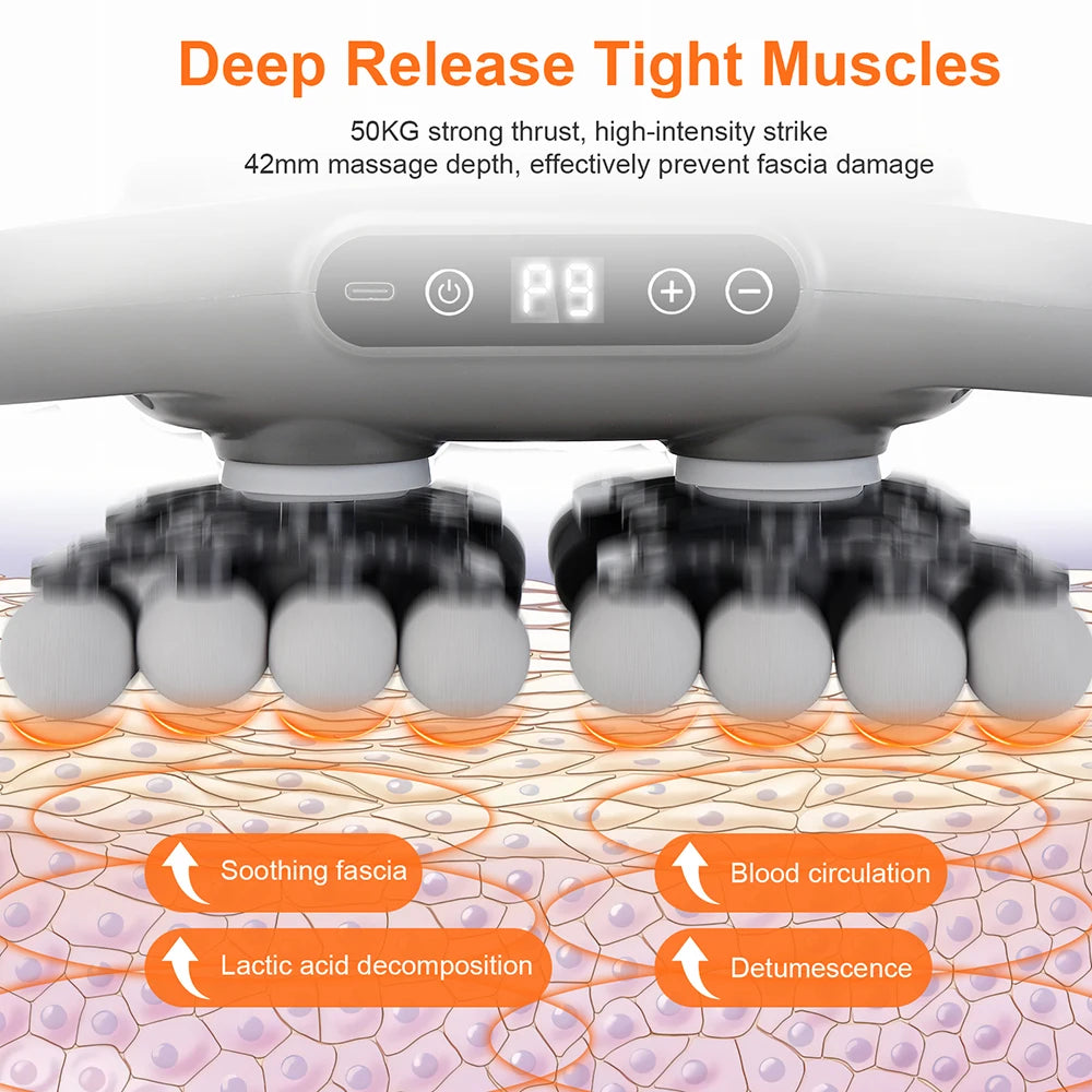 42 Heads Massage Gun Deep Tissue Muscle Massager High Frequency Body Fascia Gun for Back Neck Shoulder