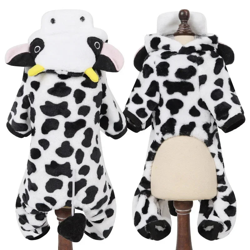 Cartoon Pet Jumpsuit Warm Dog Cat Pajama Outfit for Small Pets