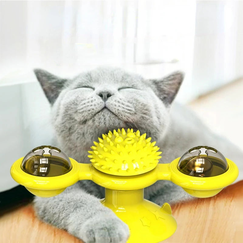 Interactive Windmill Cat Toy Rotating Puzzle Toy with Turntable for Cats