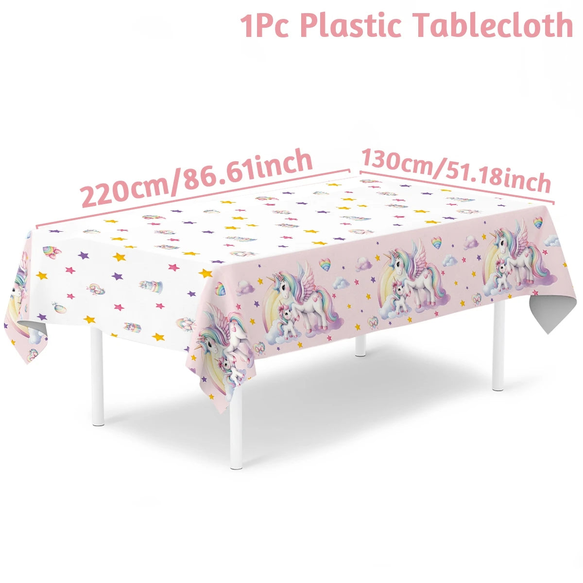 Rainbow Unicorn Tablecloth Birthday Party Decorations Waterproof PE Table Cover Kids Unicorn Theme Party Supplies