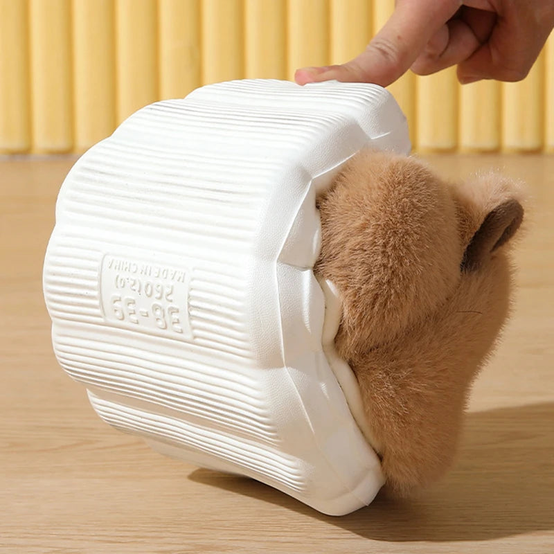 Women Capybara Cotton Slippers Warm Soft Sole Non Slip Home Slides