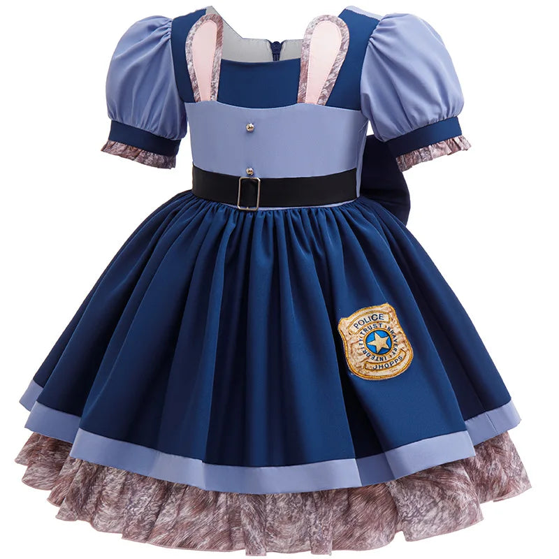 Girls Judy Bunny Police Officer Zootopia Cosplay Costume Dress with Accessories