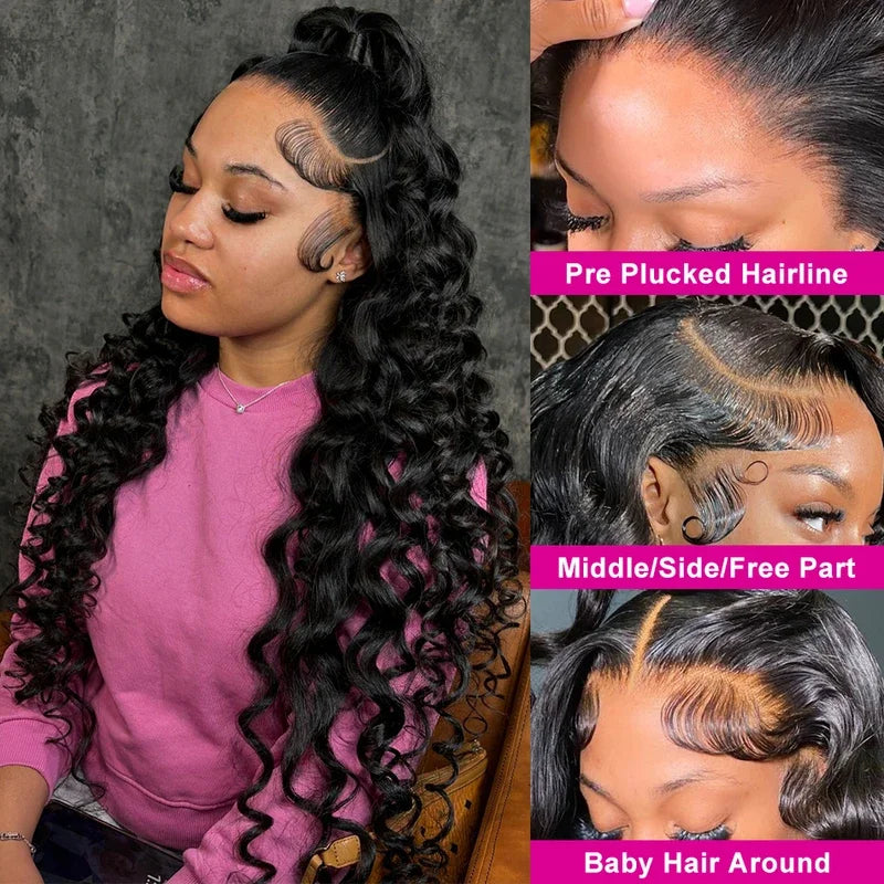 Loose Wave Human Hair Wig – HD Lace Front Glueless Wig with Natural Hairline