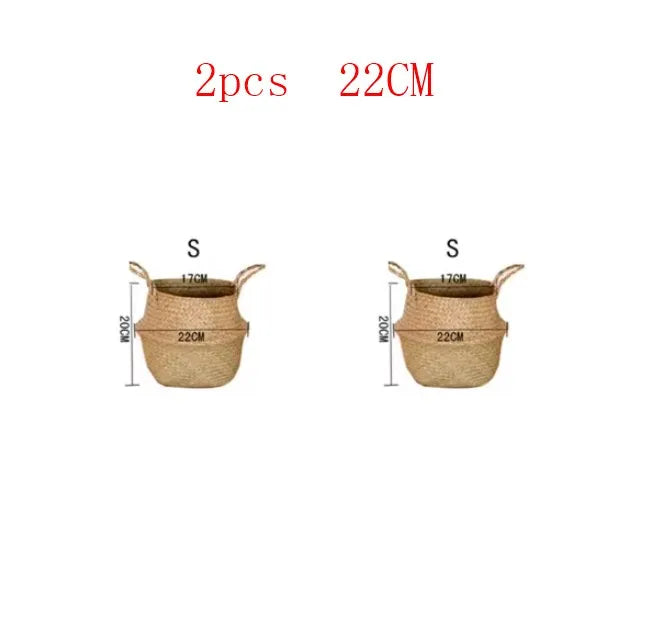 Seagrass Rattan Hanging Basket Flowerpot Laundry Storage