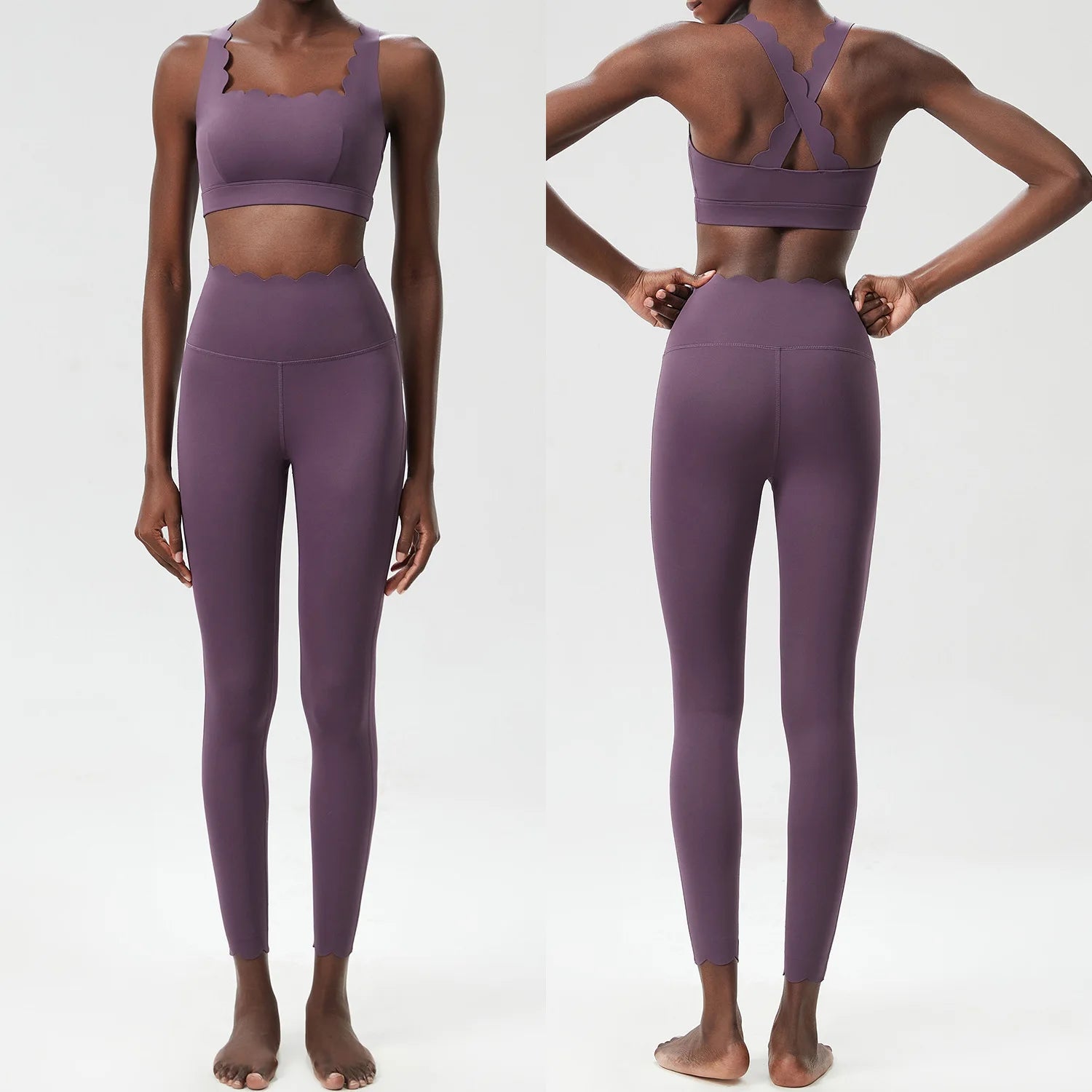 Women Seamless Yoga Set 2 Piece Gym Outfit High Waist Leggings Sports Bra Fitness Workout Set