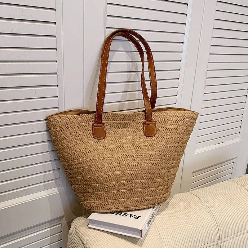 Women Straw Tote Bag Large Capacity Beach Shoulder Handbag Bali Shopper
