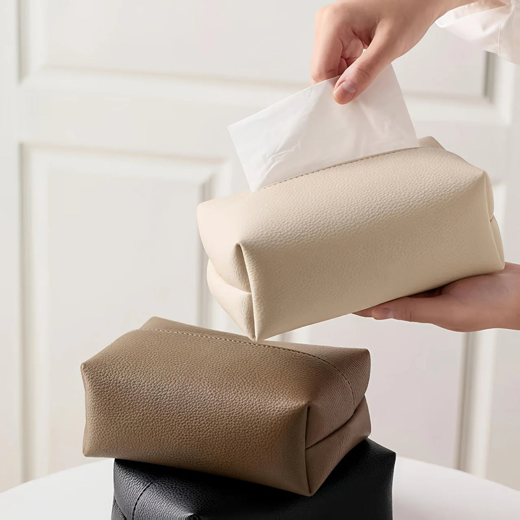 Leather Tissue Box Square Modern Cover for Bathroom Home Decor