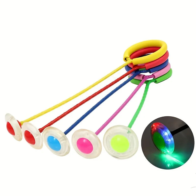 Flashing Jump Ring Bouncing Ball Foldable Kids Skill Toy LED Sports Game