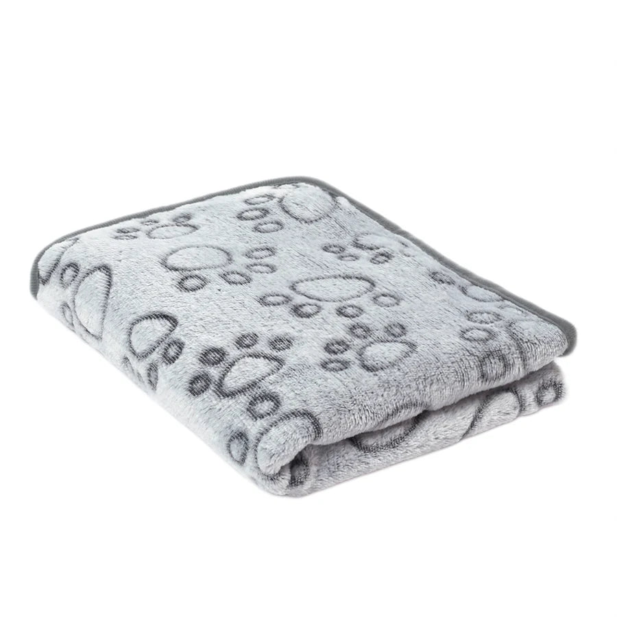Soft Flannel Pet Blanket Paw Print for Dogs and Cats