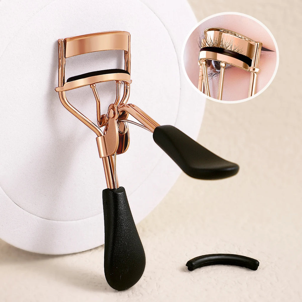 Eyelash Curler Portable Stainless Steel 15 Silicone Pads Lash Curling Tool Extensions