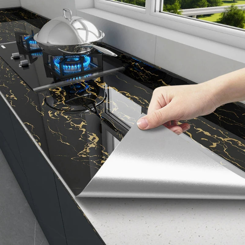 PVC Marble Wall Sticker Self Adhesive Waterproof Oil Resistant Kitchen Wall Decor 40cm