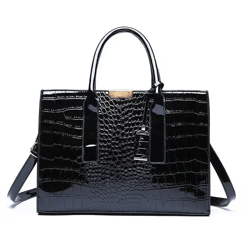 Women Crocodile Pattern Handbag Large Tote Bag Leather Shoulder Bag
