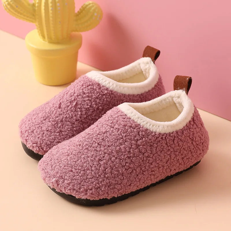 Kids Plush Slippers Warm Winter Indoor Shoes Soft Non-Slip Cozy Home Slippers for Boys and Girls