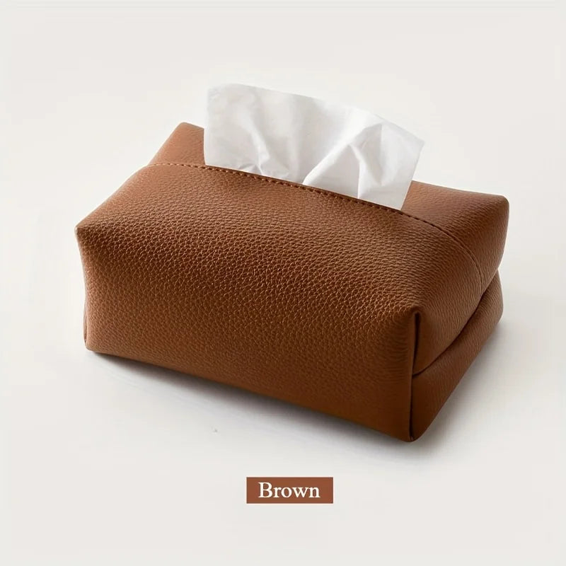 Leather Tissue Box Square Modern Cover for Bathroom Home Decor