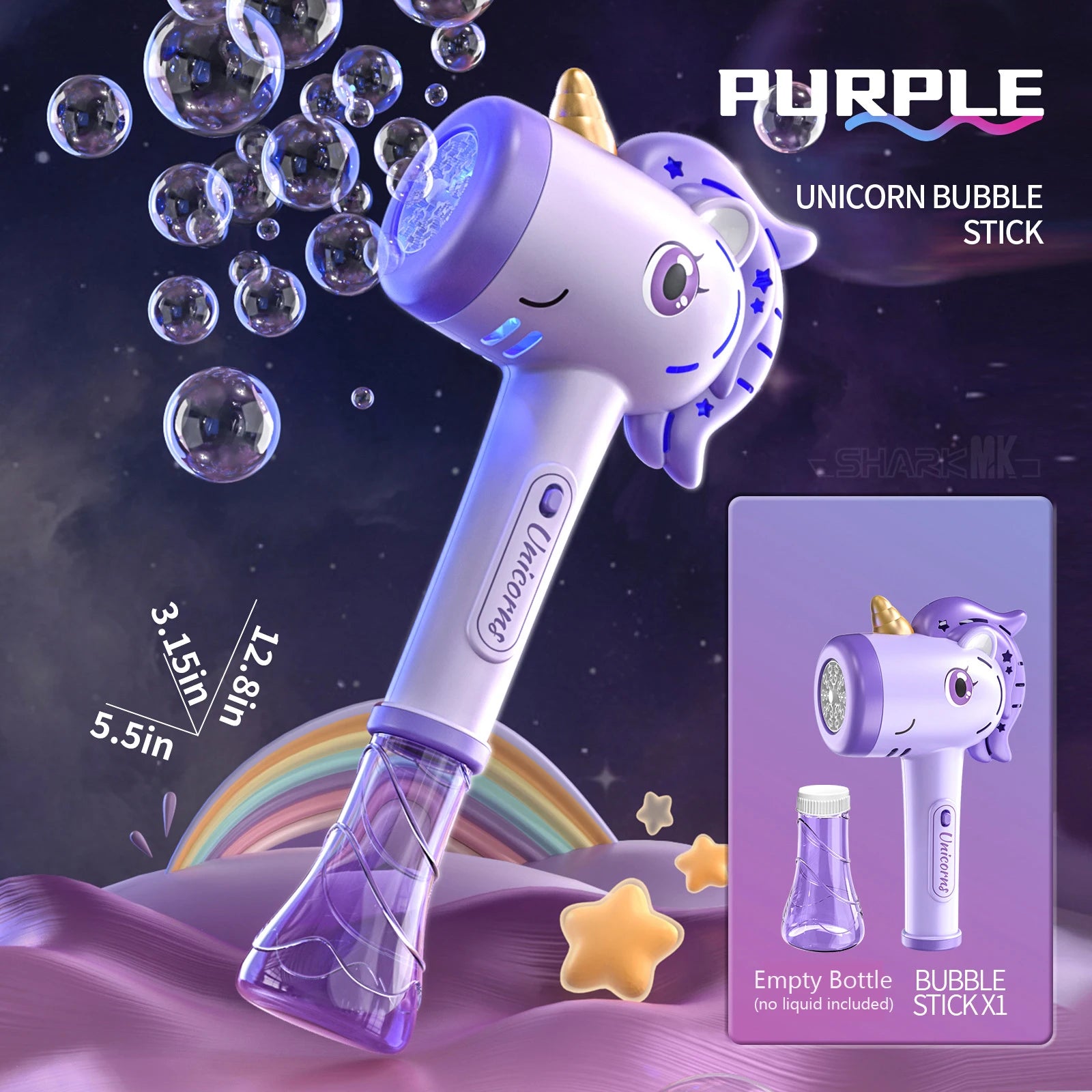 Unicorn Bubble Gun Electric Bubble Machine with Lights Automatic Soap Blower Toy for Kids Party Outdoor Fun
