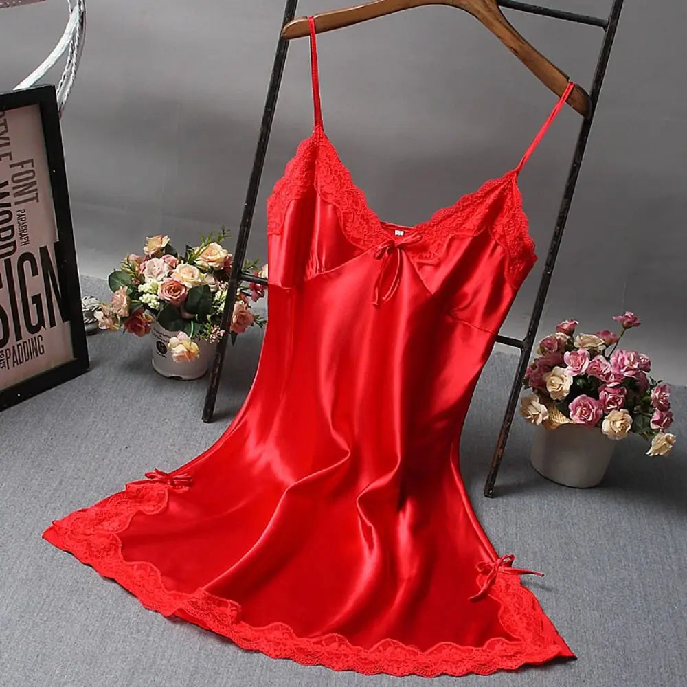 Women Lace Patchwork Camisole Nightgown Sexy Lingerie Sleepwear Nightdress