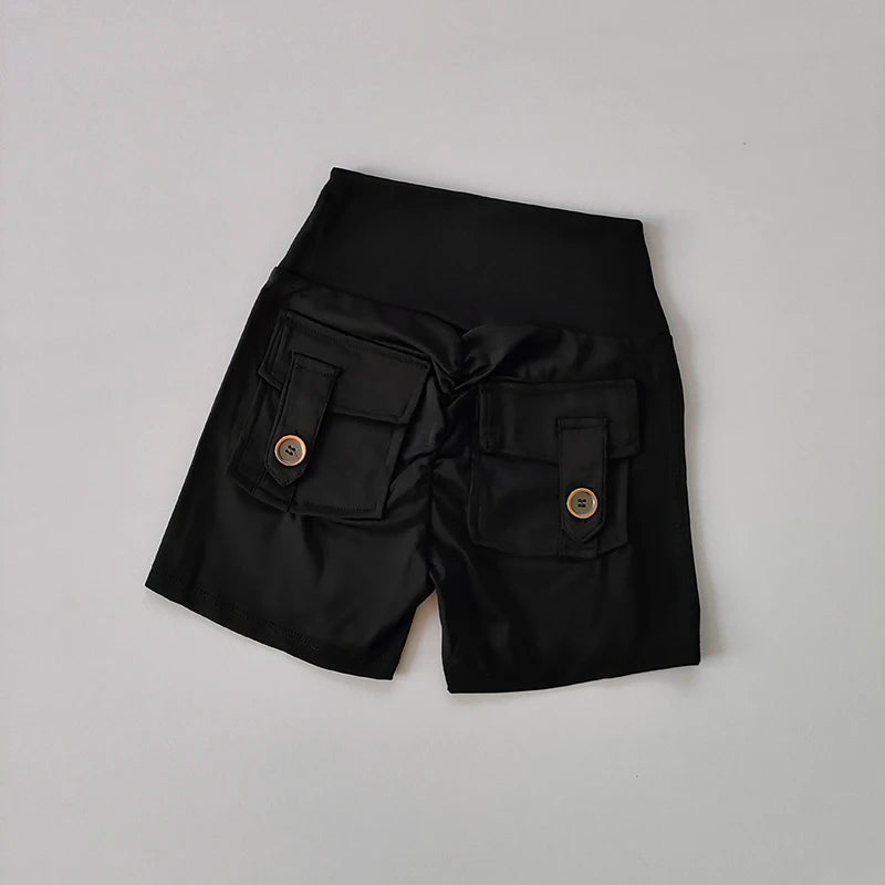 Women High Waist Seamless Fitness Shorts with Pockets