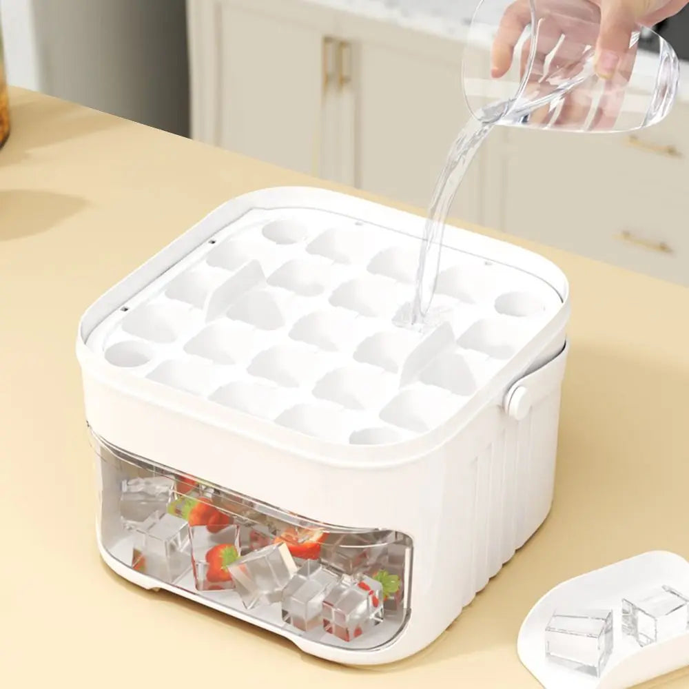 Double Layer Ice Cube Maker 50 Grid Ice Tray with Lid Storage Box