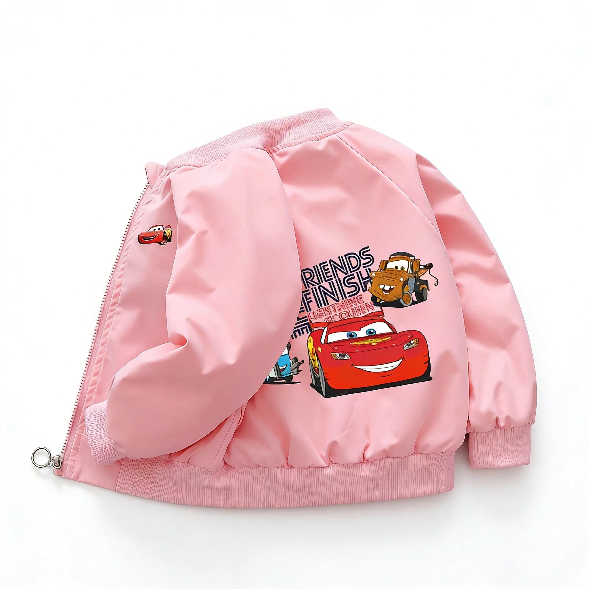Kids Cartoon Race Car Zipper Jacket Spring Autumn Windbreaker Coat