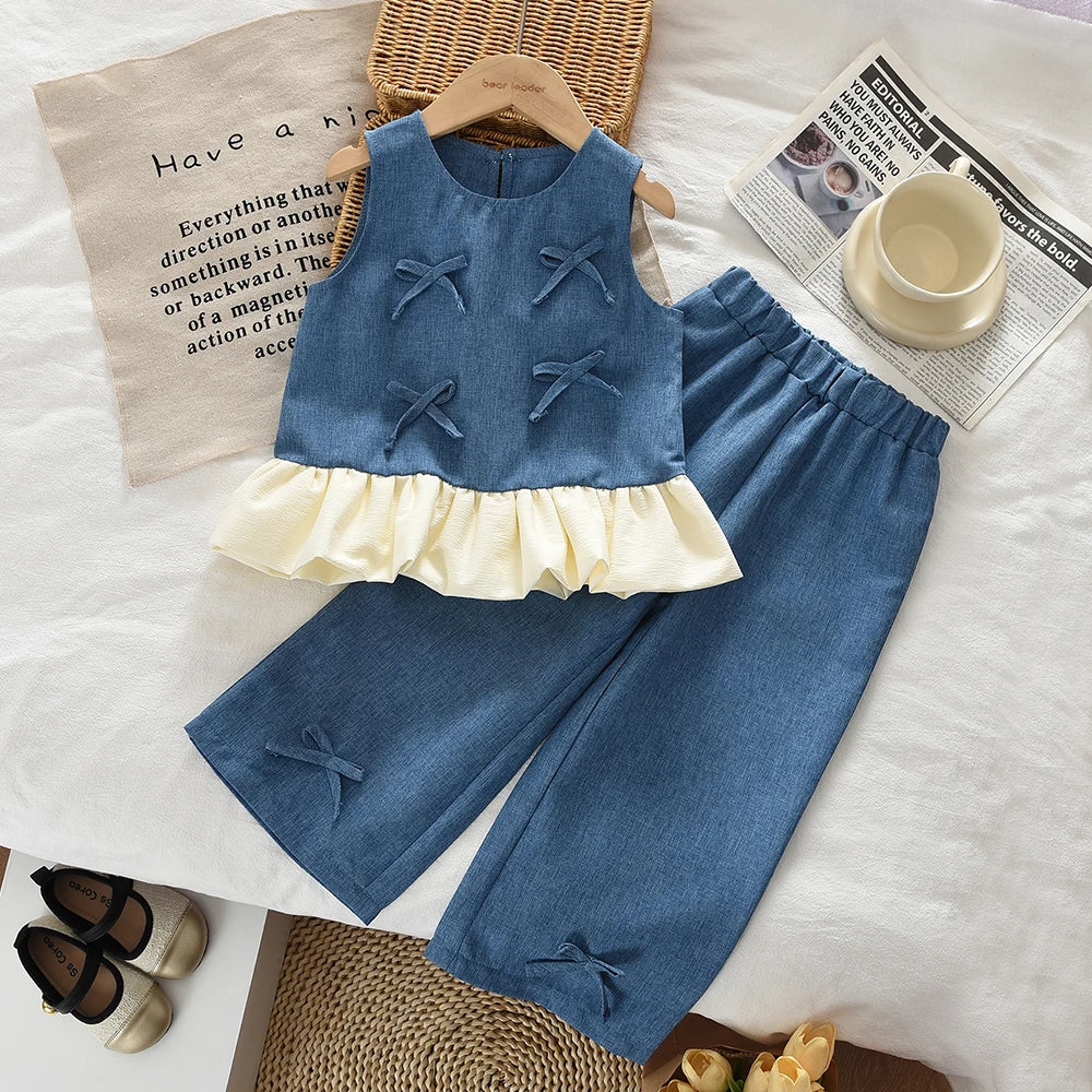 Girls Sleeveless Bow Lace Princess Dress Style for Kids 3–7 Years