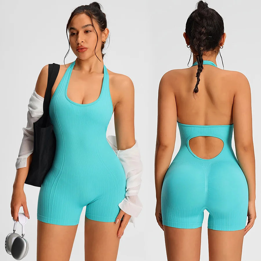 Women Sports Romper Jumpsuit Yoga Gym Shorts Fitness Bodysuit