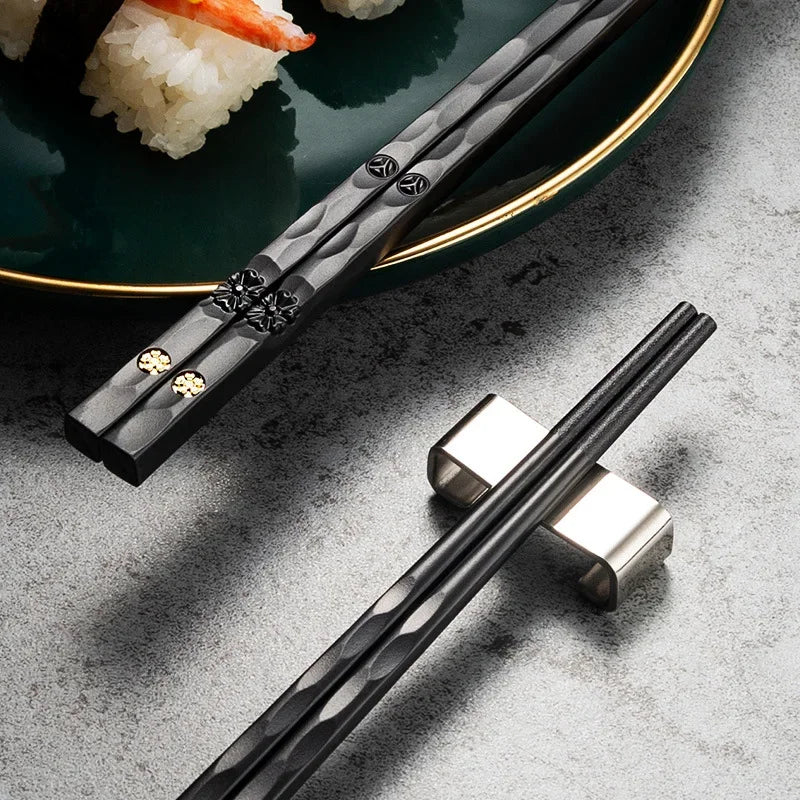 5 Pairs Japanese Non Slip Chopsticks Reusable Sushi Chopsticks Set for Home Restaurant and Hotel